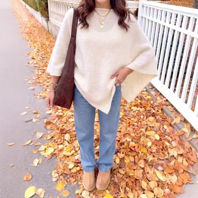 Cross-border Europe and America foreign trade autumn/winter brushed loose shawl round neck cape bat sleeve jacket three-quarter sleeve top for women