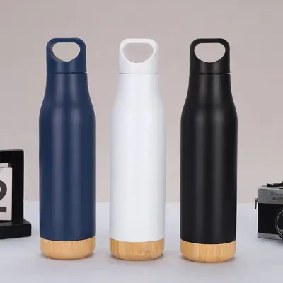 Isolierter Becher mit Griff auf Korkbasis, Sportflasche aus 304 Edelstahl - 12