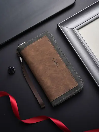 Men's Long Wallet, Large Capacity, Zipper Clutch with Phone Pocket - 8