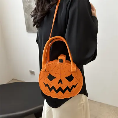 Kürbis-Design Damen Schultertasche, kontrastfarben, schlicht