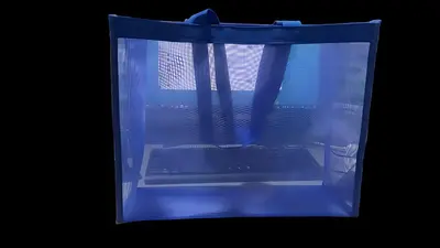 Large capacity transparent nylon mesh shopping bag in stock, travel beach storage bag, zipper bag. - 9