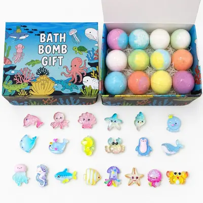 Ocean Series Bath Salt Balls, 12-Pack Gift Box with Toys - 7