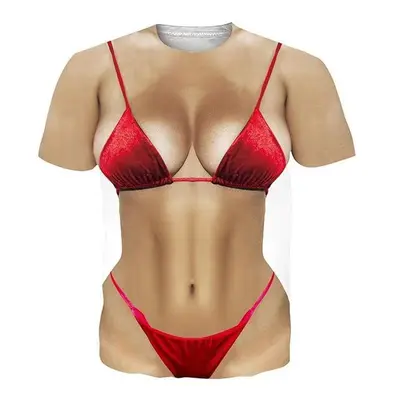 Individuell bedrucktes Unisex-T-Shirt mit Bikini-Träger-Motiv