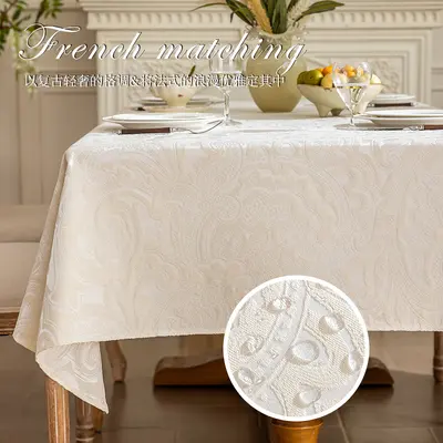 Waterproof Oil-Proof French Retro Rectangular Tablecloth for 6 Persons