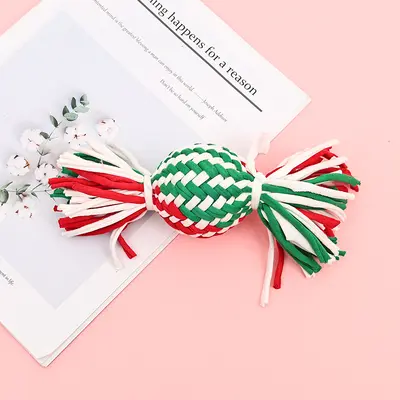 Christmas Candy Cotton Rope Dog Toy Set with Squeaker - 7