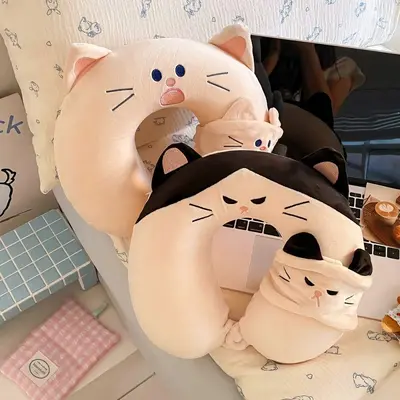 Kedi göz maskeli U şeklı boyun yastığı - 4