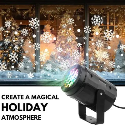 Snowflake Projection Night Light, USB, 16 Patterns, LED