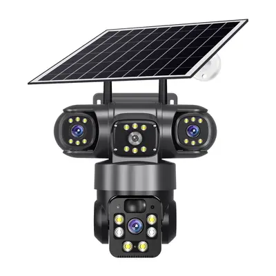 4G solar camera, triple lens night vision wireless