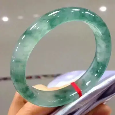 10mm yuvarlak gri antika jade bilezik, imparator yeşili - 2