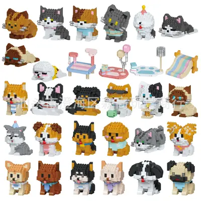 [Toptan Teslimat] Kedi ve Köpek Karikatür Bebek Yapı Taşları Lego ile Uyumlu Çocuk Eğitici Montaj Süsler Hediyeler