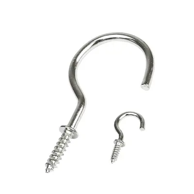 Open-Eye Self-Tapping Screw, Question Mark Hook, Plastic-Coated Cup Hook - 10