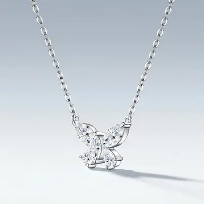 Cross-Border Fashion Personalized Butterfly Flower Collarbone Chain 925 Silver Live Streaming Best-Seller Fine Craftsmanship Light Luxury Premium Chinese Style Necklace