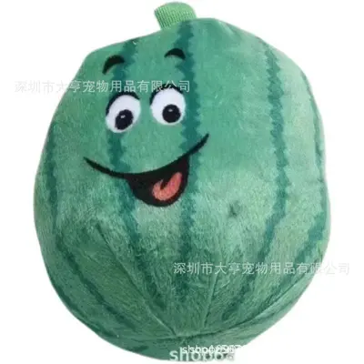 Dog Cartoon Fruit Squeaky Toy, Chew-Resistant Plush - 10