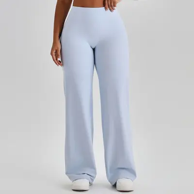 Damen Yogahose mit hoher Taille, weitem Bein und atmungsaktivem Stoff - 13