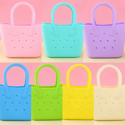 DIY-Handtasche aus Silikon, hohl gearbeitet, leichte Strand- und Badezimmertasche