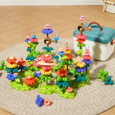 Large Particle Building Blocks for Boys and Girls, Educational Garden DIY Flower Set - 7