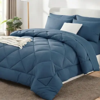 Brushed Diamond Quilted Comforter and Pillowcase Set, 3 Pieces, Multiple Colors - 12
