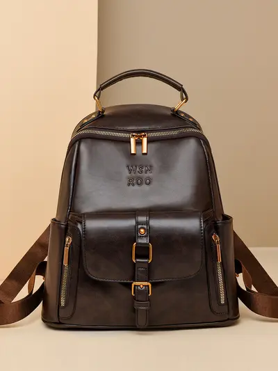 New Japanese and Korean casual backpack for women, new large-capacity soft leather suburban backpack, fashionable retro student school bag
