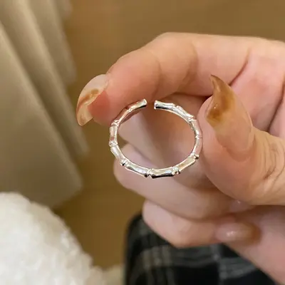 韩国925纯银素圈戒指女不撞款百搭尾戒ins设计高级感时髦开口戒指 - 10