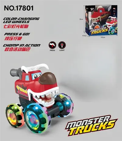 Press-and-Go Light-Up Monster Truck Toy with Inertia Wheels - 7