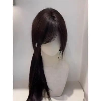 Jianshu Hair Topper, Manga-Style Diagonal Bangs, Full Crown Volume, No Wig Cap - 4