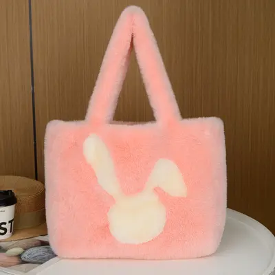 Women's rabbit plush bag with large ears, large capacity shoulder bag - 8