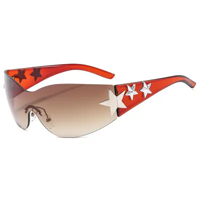 Rimless UV400 Sunglasses, Star Design - 12