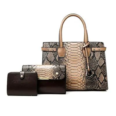 Snake Print Women's Bag Set, 3-Piece - 4