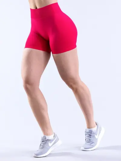 Dikişsiz Düşük Bel Üç Çeyrek Yoga Şortu, Mat Naylon, Kaldırıcı Etkili - 2