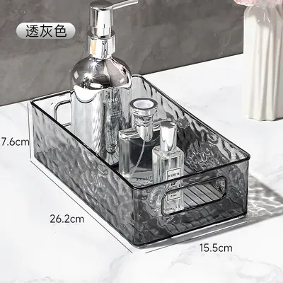 Acrylic cosmetics basket glacier pattern, stackable transparent - 7