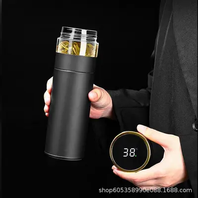 316 Stainless Steel Temperature Display Insulated Cup with Tea Infuser - 4