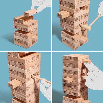 Children's Stacking Tower Pull-Out Block Game for Parents and Kids - 3