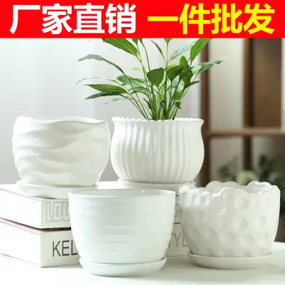 Keramik-Blumentopf, groß und mittel, weiß, für Orchideen und Efeutute