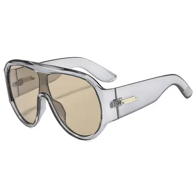 Oversized Pilot Sunglasses with One-Piece Lens - 4