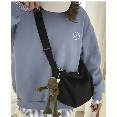 Erkekler, öğrenciler, modaya uygun kadınlar için kanvas çapraz çanta, moda markası, hip-hop, Japon tarzı, gündelik, çok yönlü küçük omuz çantası. - 9