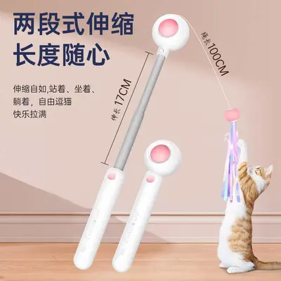Gravity Pet Laser Cat Teaser Wand with Replacement Feather Head, Catnip Compatible - 4