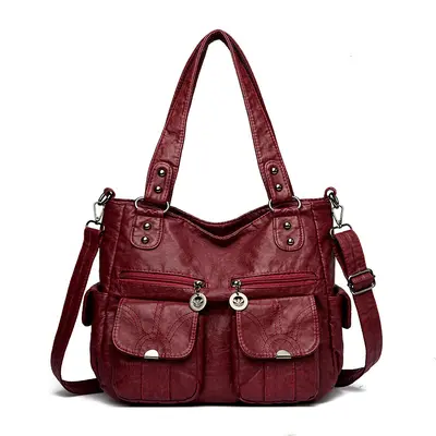 Soft Leather Large Capacity Women's Shoulder Bag - 9