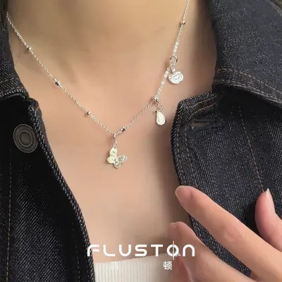 苹果梨蝴蝶吊坠女高级感S925纯银原创小众设计个性气质百搭银饰 - 3