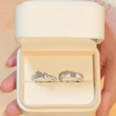 Hochkarbon-Diamantring, Paarring, versilbert - 6
