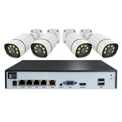 CCTV gözetim sistemi 4 kanal, 4K 8MP, POE, bullet kamera