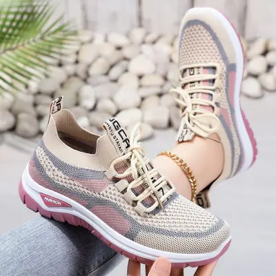 Women's Knit Lightweight Casual Sneakers, Plus Size - 7