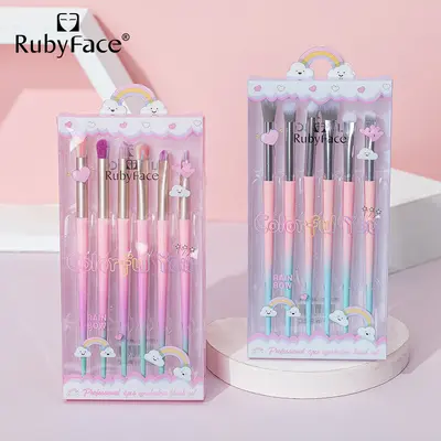 RUBYFACE nokta makyaj fırça seti 6 göz fırçası seti profesyonel göz farı fırçası makyaj makyaj aracı hediye kutusu