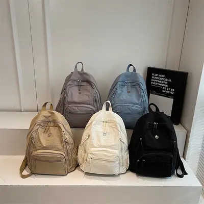 Women's Solid Color Backpack, Lightweight, Korean Style, Commute and Travel - 5