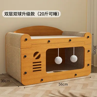 Vertical Cat Scratching Board with Cat Nest, Wear-Resistant, Low-Debris - 7