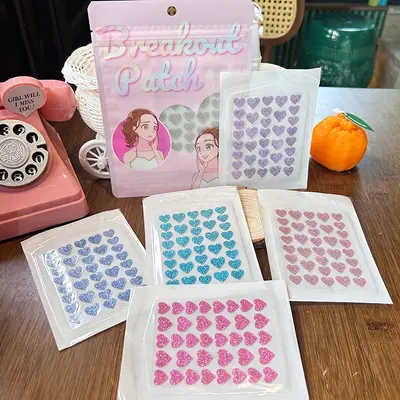 Hydrocolloid Heart-Shaped Acne Patches, Gentle, with Glitter
