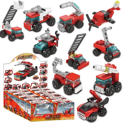 Children's Building Block Car Set, Fire Engine and Police Car - 11