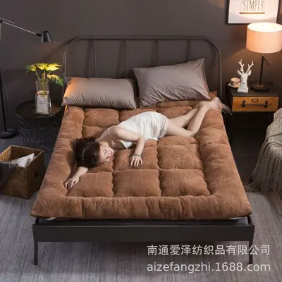 Lamb wool polar-lined thickened bedding winter soft pillow home double bed quilt floor mat bed student dormitory tatami - 9