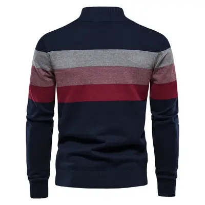 Herren-Strickpullover mit offenem Stehkragen zum Überziehen