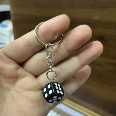 2CM Resin Dice Keychain, Solid and Colored - 7
