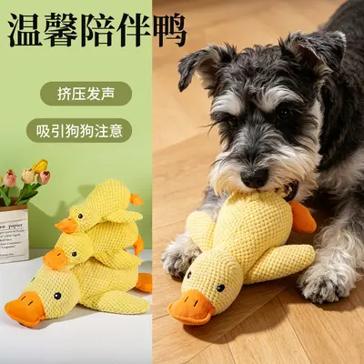 Sarı Ördek Peluş Köpek Oyuncağı, Sesli, Dayanıklı Çiğneme
